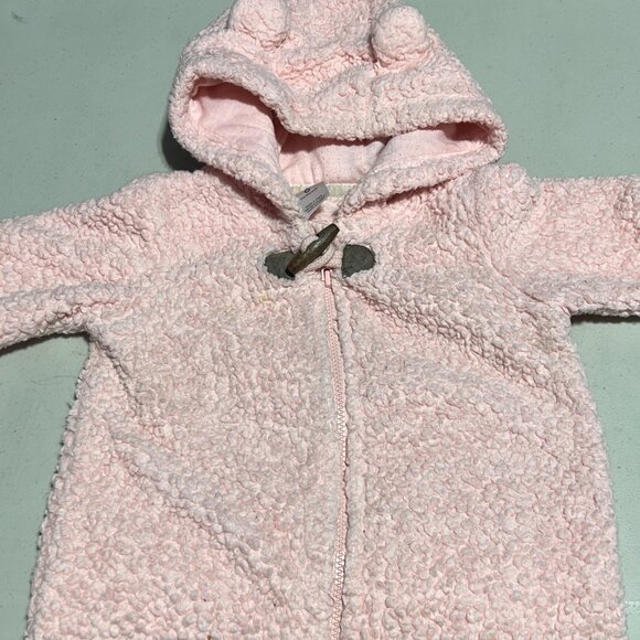 Carter’s Baby Bunting Snowsuit Bear Pink 6M Sherpa - Picture 4 of 10